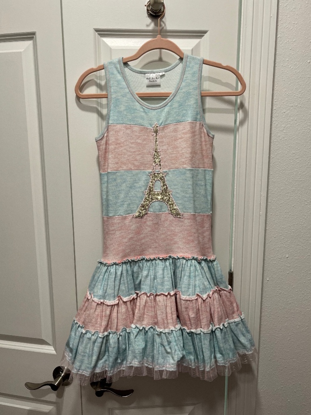 Ooh La La Couture Girls Dress Size 12 Paris Eiffel Tower Sequin Ruffle Tulle